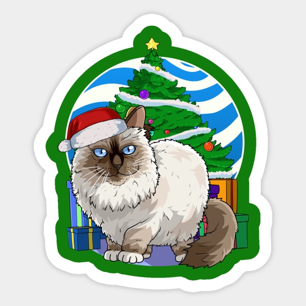 Birman Cat Santa Christmas Gift Sticker by Noseking